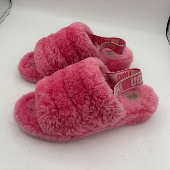 Women's UGG FLUFF YEAH SLIDE Sheepskin Slipper Sandal 1095119 PINK ROSE US 10 - Picture 3 of 13